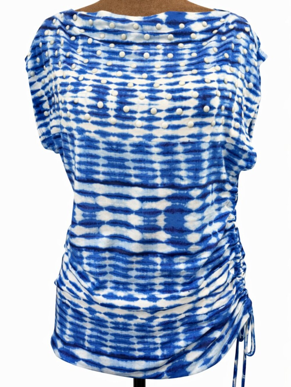 Ruby Rd. Blue & White Ruched Side Top – Size Small